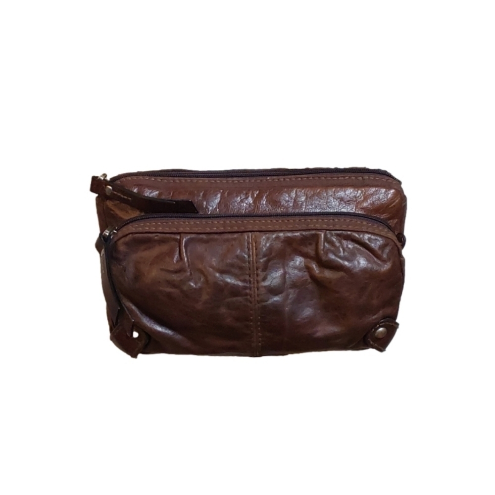 Fossil BROWN LEATER/ FABRIC VINTAGE BODY‎ BAG/ FUNNY PACK